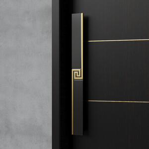 新中式实木门把手定制有框玻璃大门拉手仿古铜黑色包厢会议室拉手