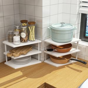 厨房转角墙角调料置物架台面三角放锅架子下水槽橱柜分层锅具收纳