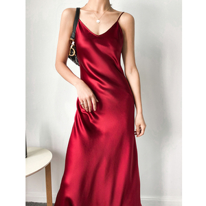 白色短款性感法式醋酸绸缎面吊带连衣裙子洋装小礼服夏24人付款269