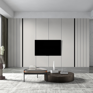 电视背景墙壁纸墙布装饰客厅沙发现代简约轻奢风立体线条影视壁画