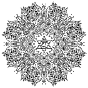 黑白填色线稿花型线条曼陀罗艺术纹身贴纸图腾eps矢量设计素材
