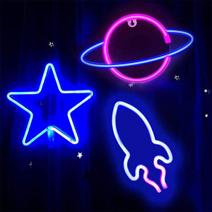 led星球火箭霓虹灯网红墙酒吧电竞房间装饰布置卧室挂墙氛围ins灯