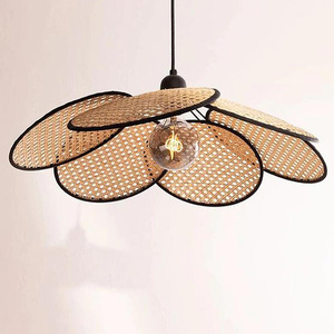 东南亚藤艺藤编吊灯民宿卧室书房艺术扇形灯景区酒店餐厅样板灯具