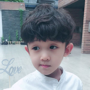 儿童假发小男孩短发假头套男童蓬松帅气纹理烫学生韩版宝宝齐发套