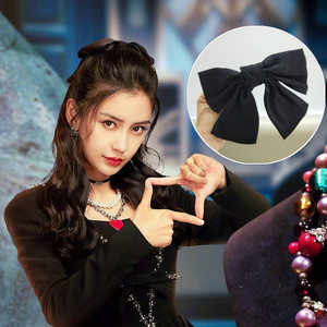 杨颖同款蝴蝶结发饰黑色韩国高颅顶发夹2021新百搭高级定制头饰女
