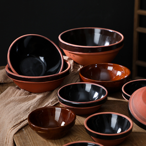 悦积分土陶碗老式不烫手小碗菜蒸菜蒸碗专用碗火锅蘸料小碗酱料饭