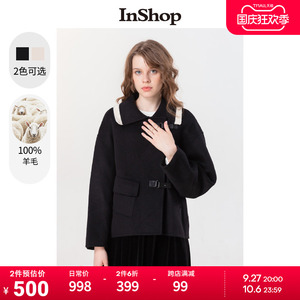 【商场同款】INSHOP冬装2022年新短款毛呢外套女小个子双面呢大衣