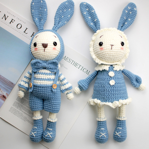 菲菲姐家 手工钩针编织玩偶diy材料包手工制作礼物毛线娃娃情侣兔