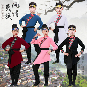 新款蒙古族服装儿童演出服男女童蒙族筷子舞表演服蒙古袍舞蹈服饰