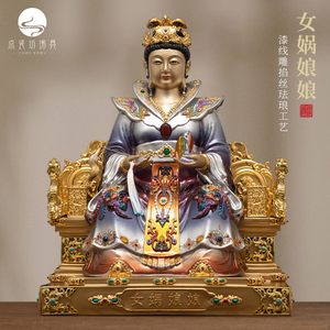 女娲娘娘佛像纯铜九天玄女神像九天圣母铜像家用寺庙圣母天尊摆件