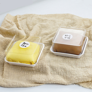 单粒装班戟盒方形西点吸塑盒榴莲芒果班戟包装盒烘焙甜点塑料盒子