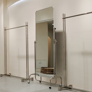 全身镜服装店试衣镜可移动调节显瘦不锈钢落地镜子瘦身穿衣镜网红