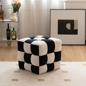 化妆凳梳妆凳棋盘格衣帽间沙发凳网红坐墩客厅家用门口换鞋凳矮凳