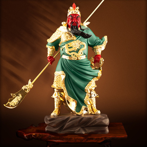 横刀关公摆件60cm全铜彩绘关羽关二爷神像24寸武财神家用供奉佛像