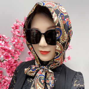防晒头巾女夏季时尚民族风骑行复古包头遮白发三角围巾小方巾丝巾