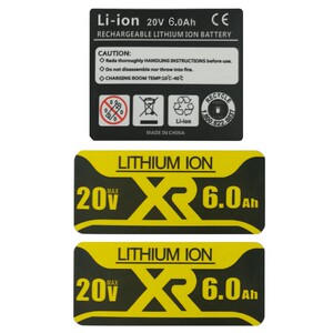 dcb200锂电池10芯18650款6ah标签贴配件适用dewalt得伟20v贴纸18v