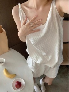纯棉吊带睡衣短裤女夏季日系可爱外穿ins风高级感减龄家居服套装