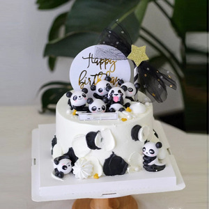 熊猫蛋糕装饰摆件微景观可爱小熊猫烘焙儿童生日蛋糕趴趴熊玩偶