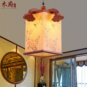 木府灯饰中式单头小吊灯仿古灯具古典实木餐厅书房走廊过道阳台茶