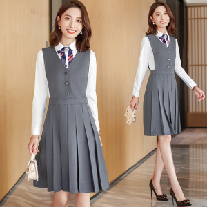职业马甲连衣裙套装女小学教师面试服装幼儿园老师工作服两件套裙