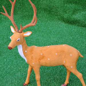 仿真动物模型梅花鹿摆件道具玩具工艺品商场小鹿摆件家居装饰皮毛