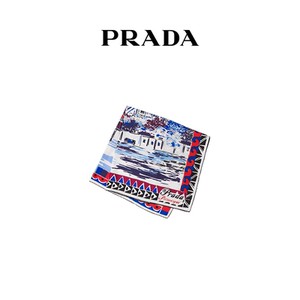 prada/普拉达女士pittoresque 巴黎城市印花丝巾方巾