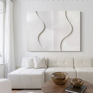 手绘油画《若白》侘寂风装饰画客厅挂画沙发背景墙抽象画立体