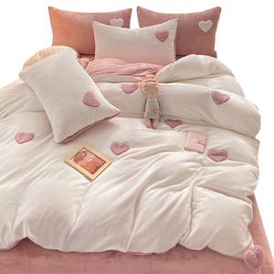 四加宝法绒单床面套加绒冬床厚件宝套被面珊上瑚兰双季绒牛品奶床