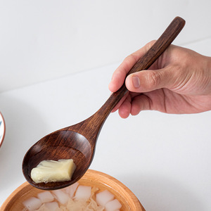 网红吃播干饭日式大勺楠木饭勺汤勺 长柄喝汤勺子餐厅木勺子