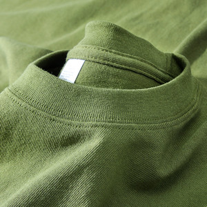 250g美式重磅咔叽橄榄绿t恤草绿军绿色短袖芥末绿圆领上衣男女夏