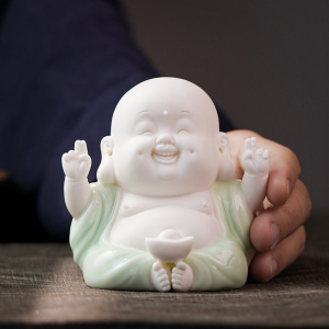 开心弥勒佛茶宠摆件精品 佛像家居摆件装饰工艺品 创意可爱小笑佛
