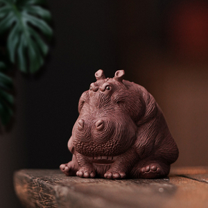 赵永辉紫砂河马大仙茶宠摆件精品可养财大气粗手工敲毛茶玩装饰品