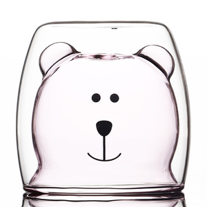 创意可爱动物双层隔热玻璃杯牛奶杯水杯奶茶杯猫爪杯水杯女夏季