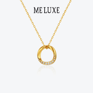 meluxe莫比乌斯环18k金项链女夏钻石吊坠圆环锁骨链小众轻奢礼物