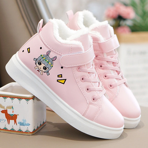 小女孩冬鞋7加绒韩版10女童保暖大棉鞋11岁小学生平底运动休闲鞋9