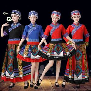 新款傈僳族服装女成人少数民族服饰舞蹈特色演出服传统表演服套装