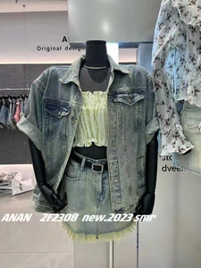ANAN正品新款时髦短袖牛仔外套女2023夏韩版宽松显瘦百搭休闲外套