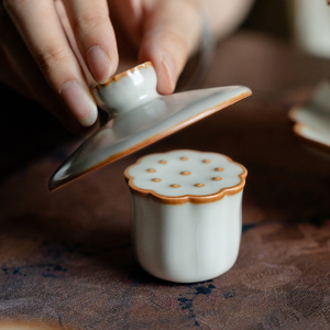 拓土汝窑青莲蓬盖置创意紫砂茶壶盖碗盖子零配件陶瓷壶盖托茶具垫