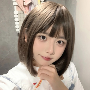 伪娘自然直发女装黑女短圆脸整顶假发波波大佬头头套内扣短发