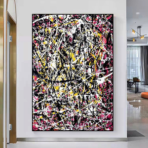 纯手绘油画《韵律》波洛克名画玄关客厅背景墙装饰画抽象肌理挂画