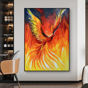 纯手绘油画《浴血凤凰》抽象玄关背景墙装饰画客厅挂画定制餐厅画