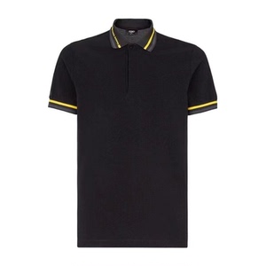 fendi/芬迪短袖男士黑色polo衫领商务休闲夏季清透款奢侈品男t恤