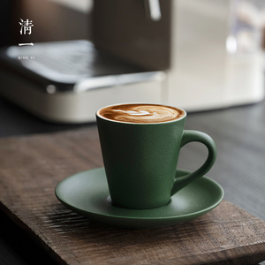 清一工坊丨森林绿简约陶瓷浓缩咖啡杯 日式espresso手冲/意式小杯