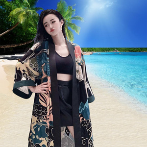 中国风雪纺长款防晒衣女开衫夏海边海滩沙滩罩衫外套国潮女装夏季
