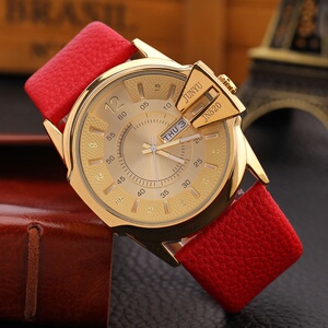 爱情睡醒了戚薇同款手表女沐之晴大表盘日历星期防水真皮带学生表