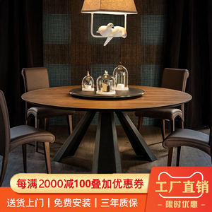 北欧实木圆形餐桌酒店饭店现代简约家用8人10人大圆桌1.8 2 2.2米