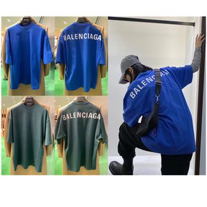 正品代购 balenciaga/巴黎世家 后背基础字母logo印花短袖情侣t恤