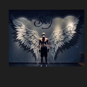 3D立体天使的翅膀背景墙纸餐厅酒吧健身房壁画工业风网红翅膀墙布