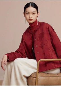 新中式人丝盘扣唐装棉服女中国风棉衣夹棉外套红色新年拜年服冬季