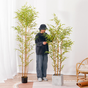仿真竹子客厅装饰新中式禅意绿植落地盆栽摆件大型植物盆景假竹子